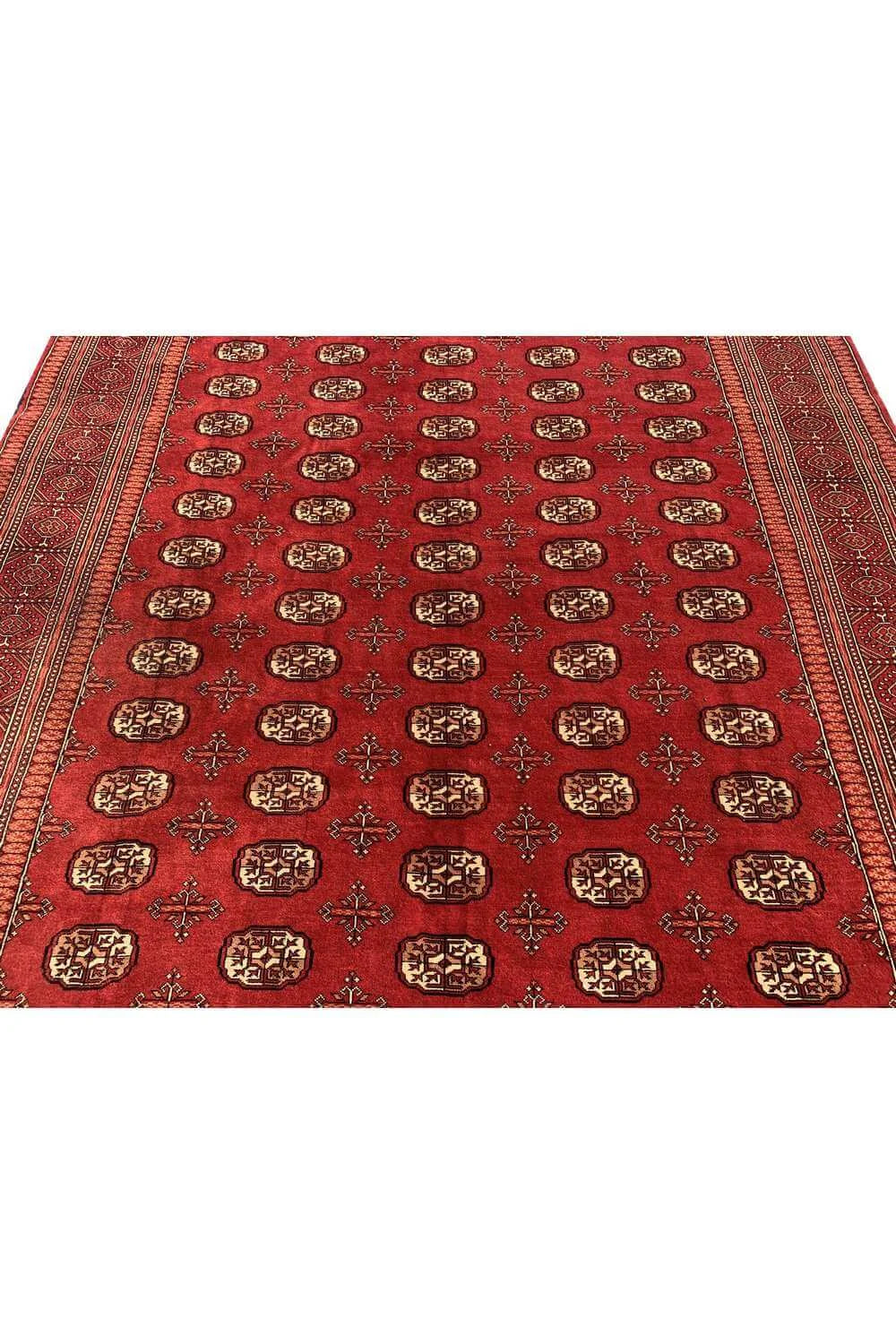 Amazing Hand Knotted Vintage Afghan Turkmen Sara Wool Area Rug 10.7 x 8.2 Ft