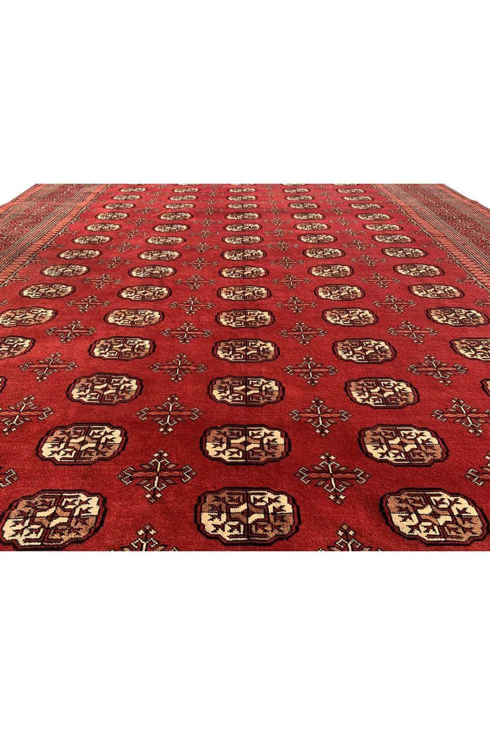 Amazing Hand Knotted Vintage Afghan Turkmen Sara Wool Area Rug 10.7 x 8.2 Ft