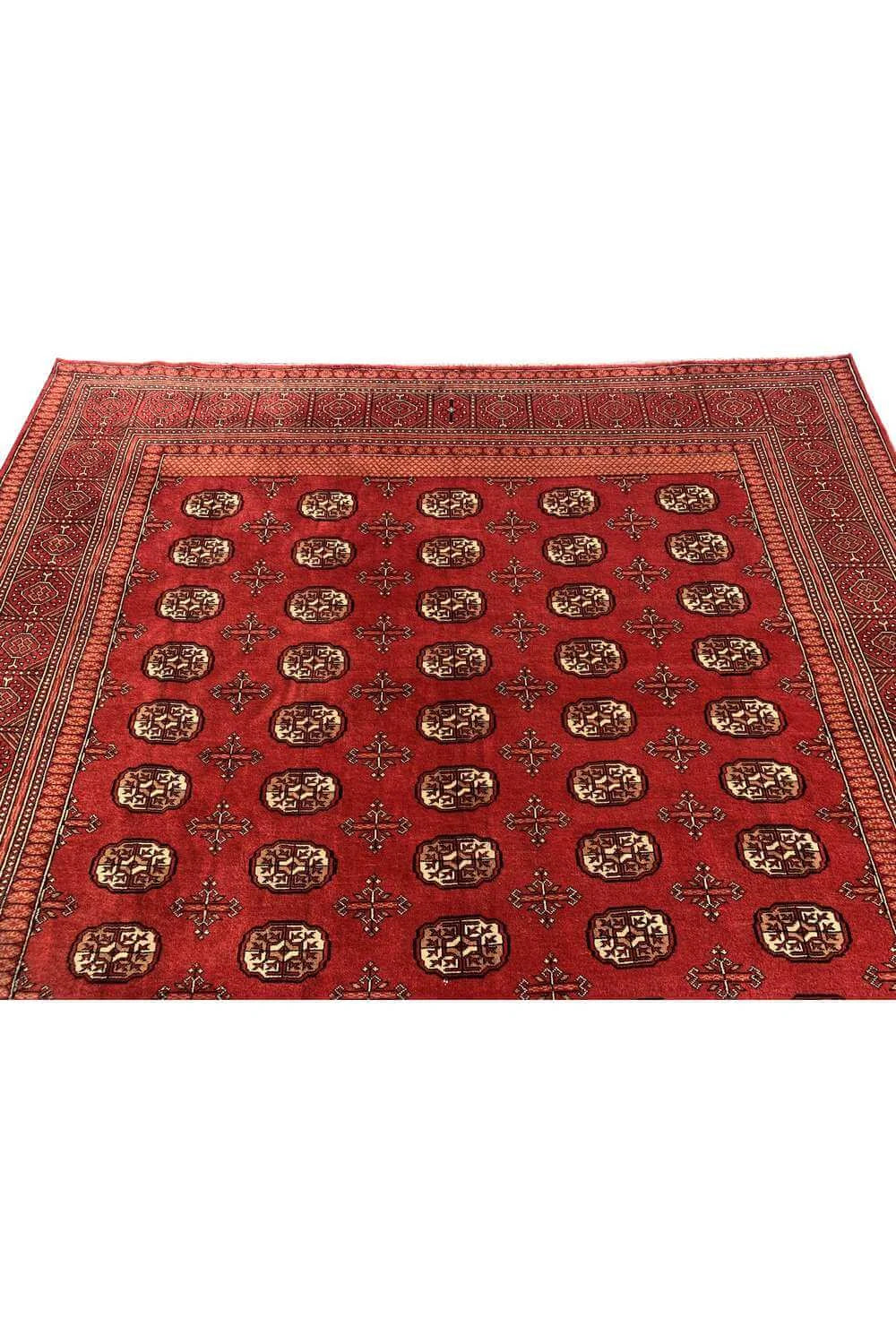 Amazing Hand Knotted Vintage Afghan Turkmen Sara Wool Area Rug 10.7 x 8.2 Ft