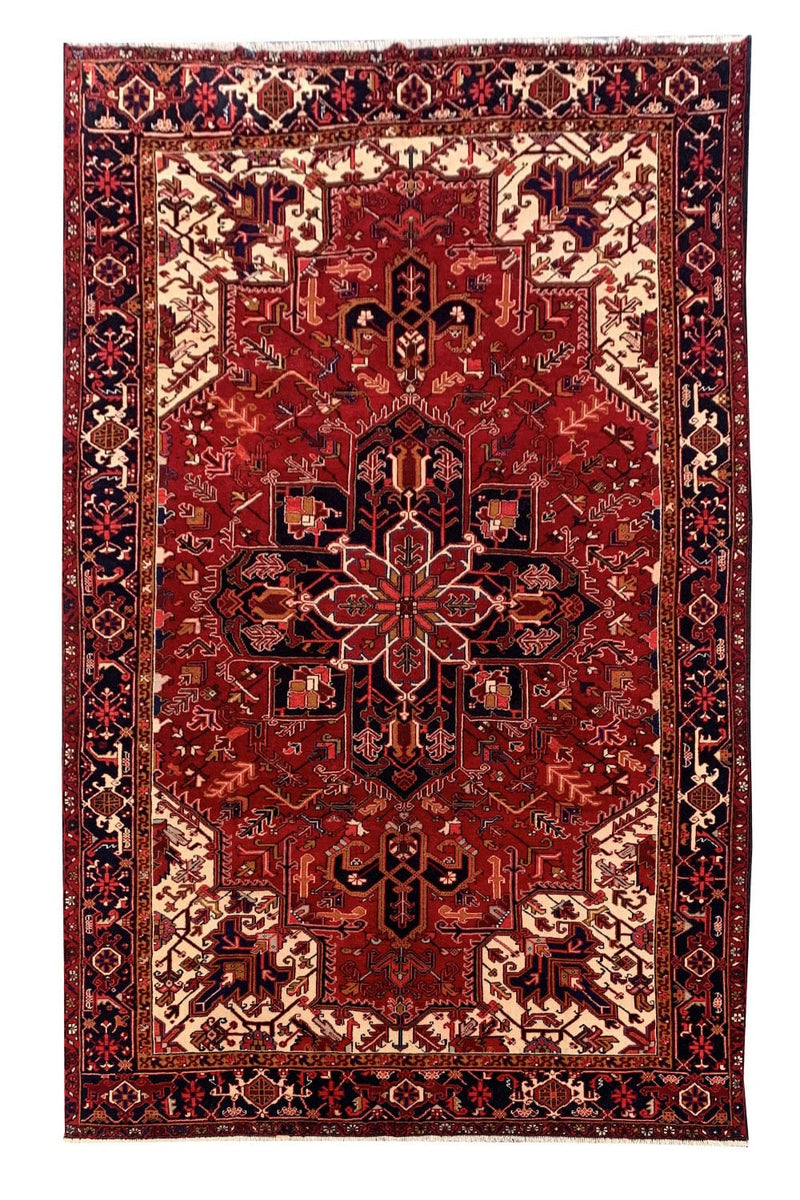 Authentic Hand Knotted Vintage Hareez Wool Area Rug 11.1 x 8.2 Ft