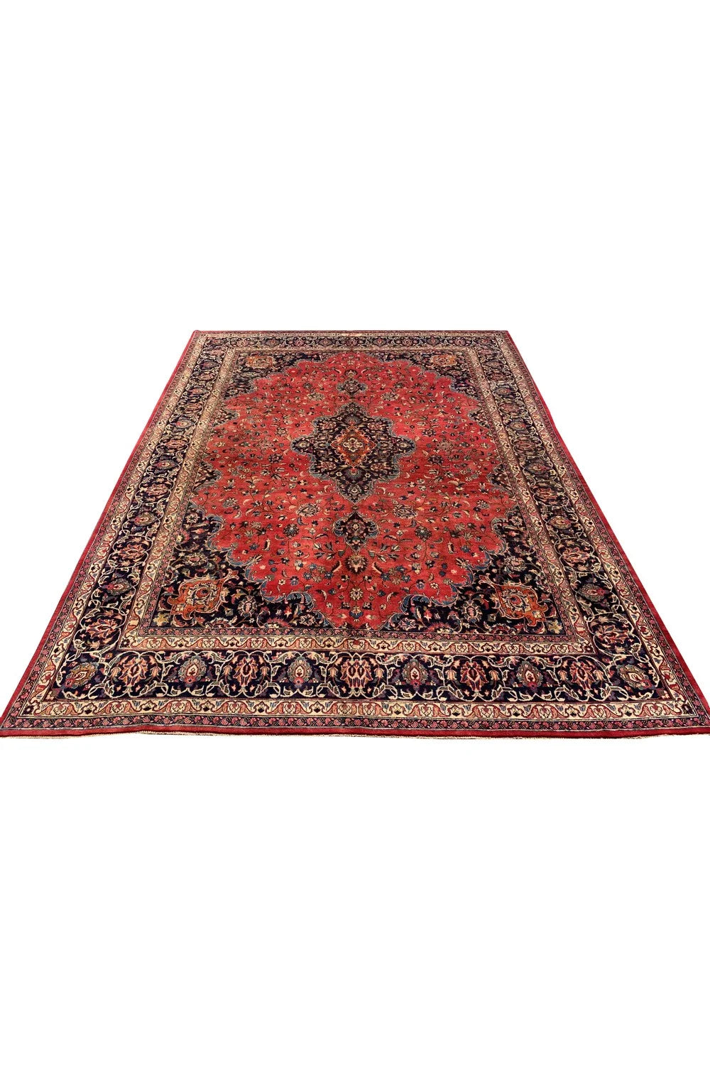 Amazing Hand Knotted Vintage Tribal Qashoun Wool Area Rug 12.11 x 9.8 Ft