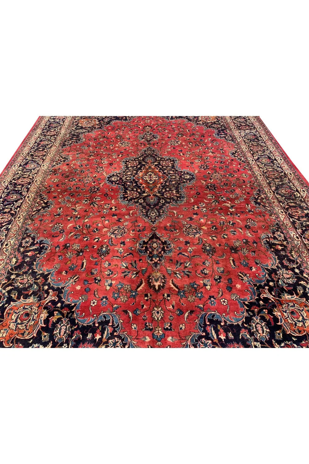 Amazing Hand Knotted Vintage Tribal Qashoun Wool Area Rug 12.11 x 9.8 Ft