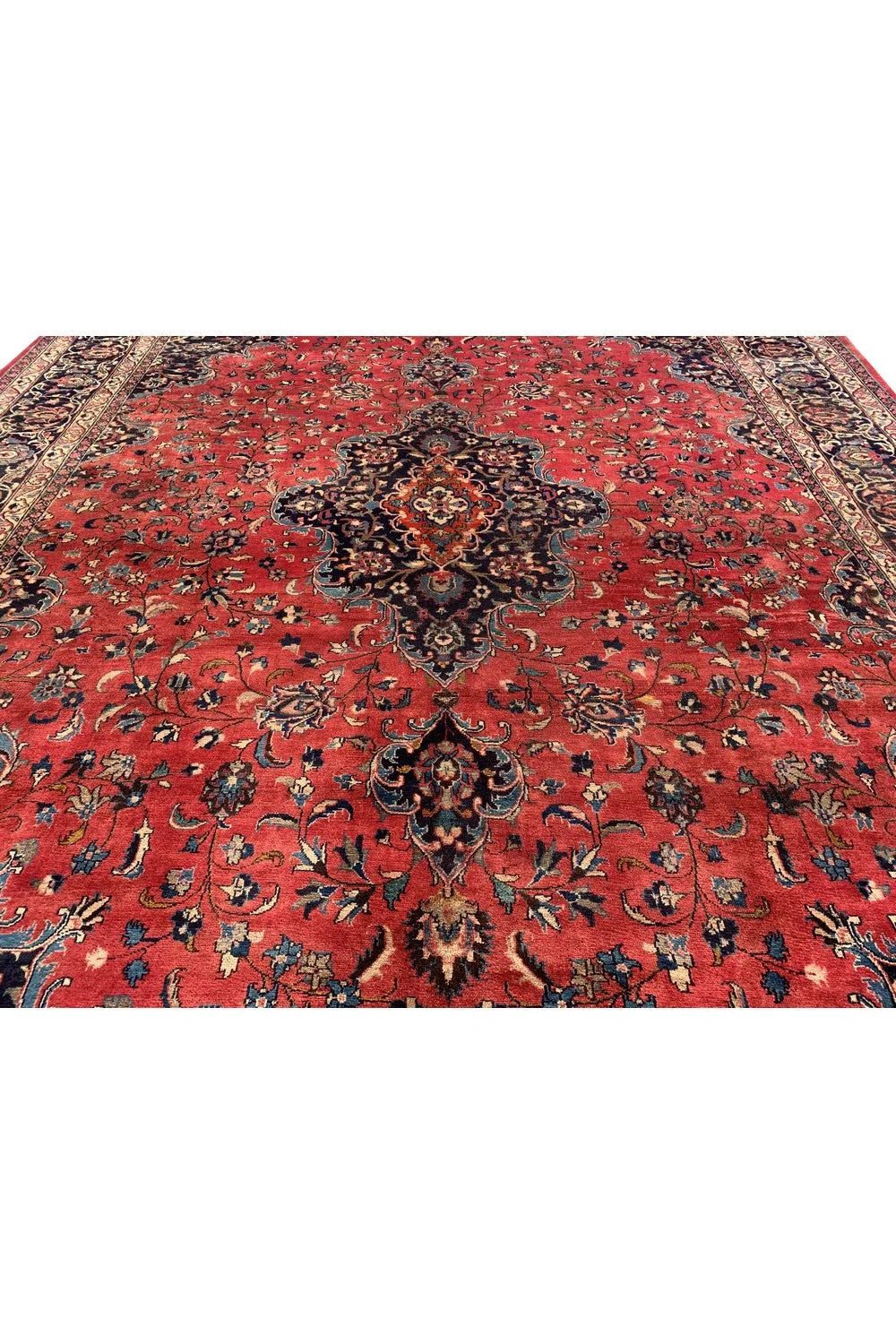 Amazing Hand Knotted Vintage Tribal Qashoun Wool Area Rug 12.11 x 9.8 Ft