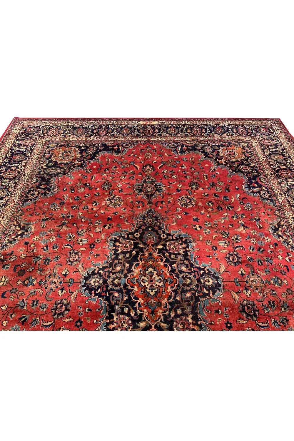 Amazing Hand Knotted Vintage Tribal Qashoun Wool Area Rug 12.11 x 9.8 Ft