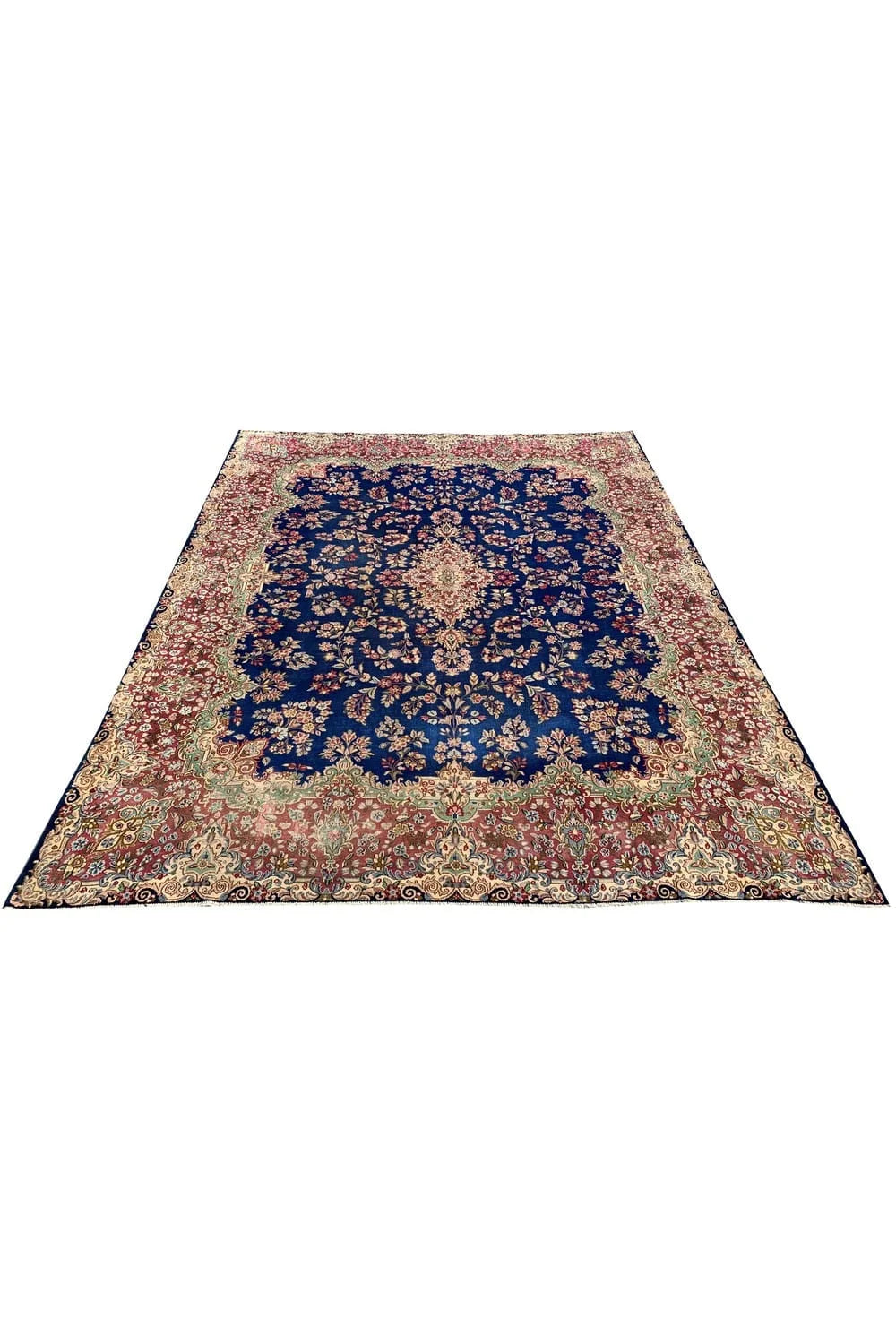 Authentic Hand Knotted Vintage Qirmoun Wool Area Rug 11.3 x 8.8 Ft