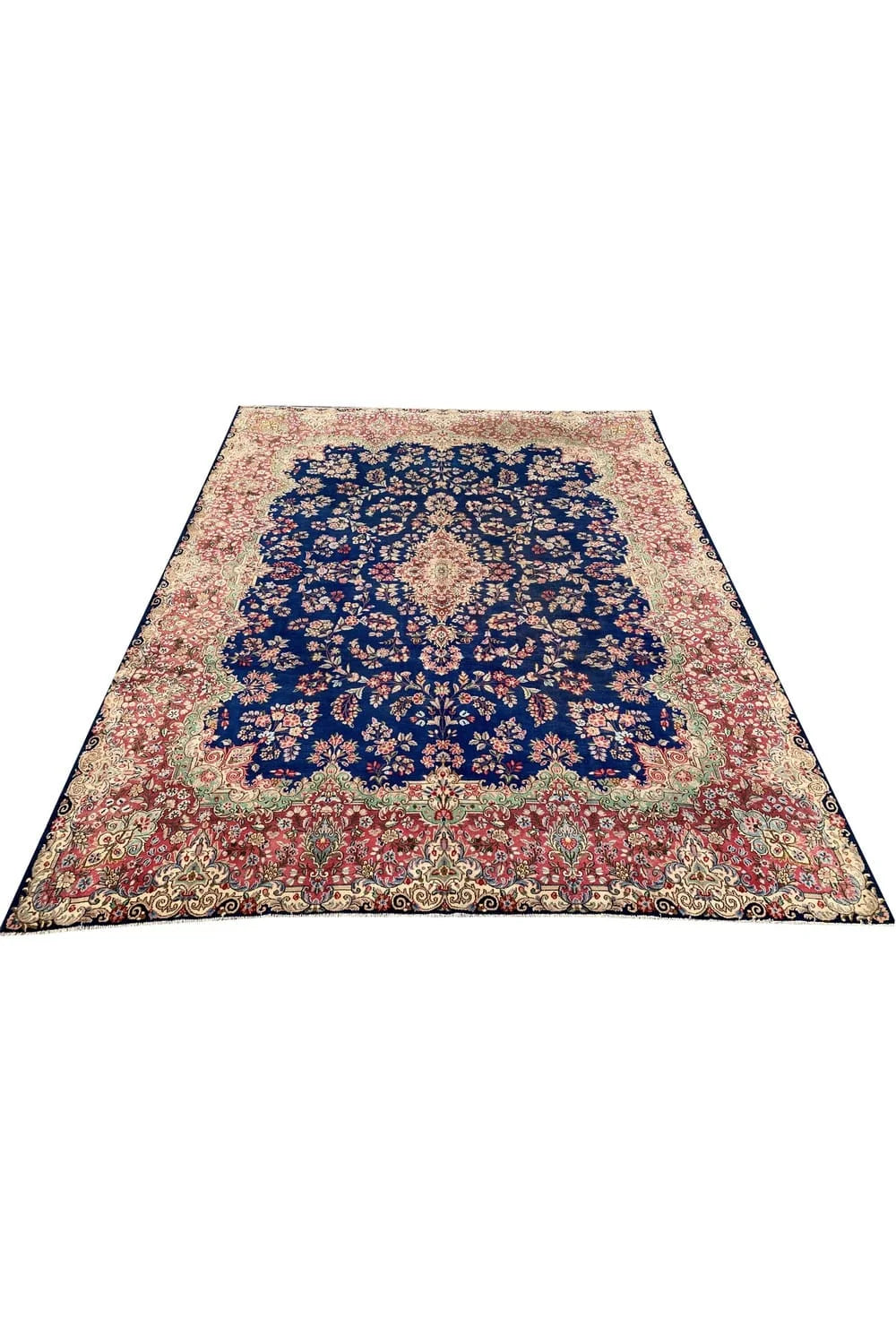 Authentic Hand Knotted Vintage Qirmoun Wool Area Rug 11.3 x 8.8 Ft