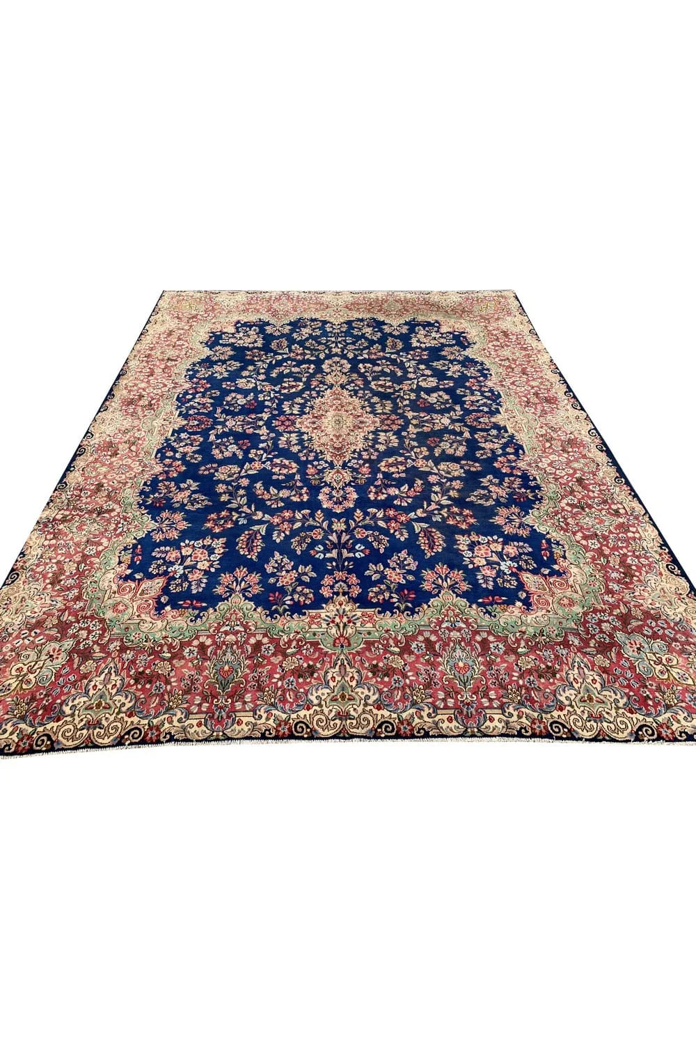 Authentic Hand Knotted Vintage Qirmoun Wool Area Rug 11.3 x 8.8 Ft