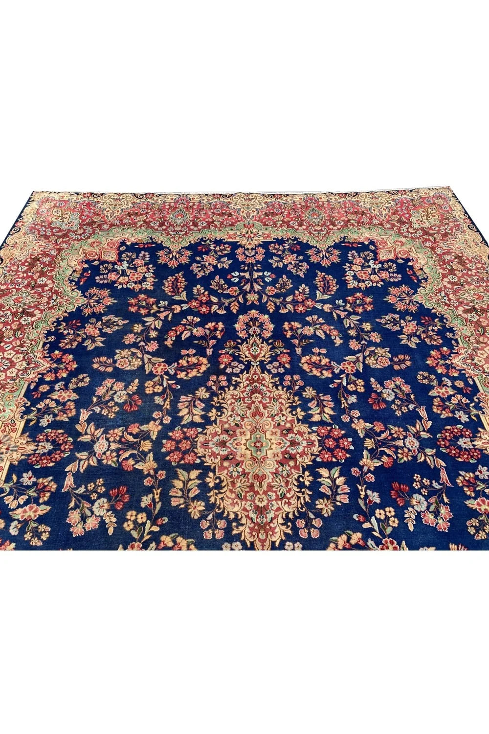 Authentic Hand Knotted Vintage Qirmoun Wool Area Rug 11.3 x 8.8 Ft