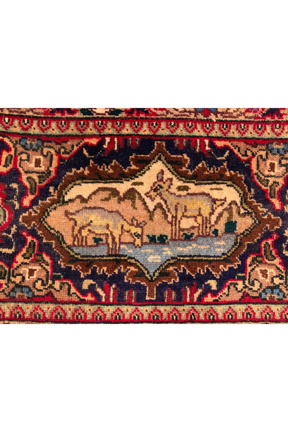 Authentic Hand Knotted Vintage Tabreez Hunting Pictorial Wool Area Rug 13.4 x 9.10 Ft