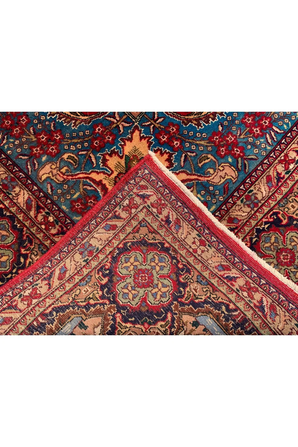 Authentic Hand Knotted Vintage Tabreez Hunting Pictorial Wool Area Rug 13.4 x 9.10 Ft