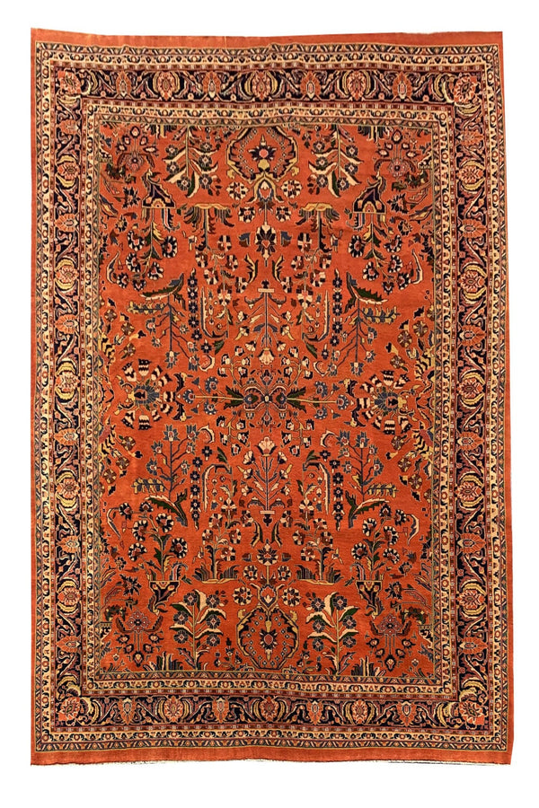Authentic Hand Knotted Vintage Tabreez Wool Area Rug 12.11 x 9.8 Ft