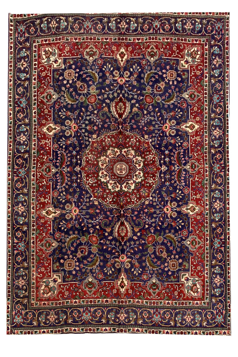 Amazing Hand Knotted Vintage Tabreez Wool Area Rug 12.0 x 9.7 Ft