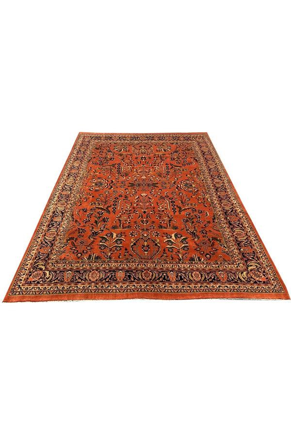 Authentic Hand Knotted Vintage Tabreez Wool Area Rug 12.11 x 9.8 Ft