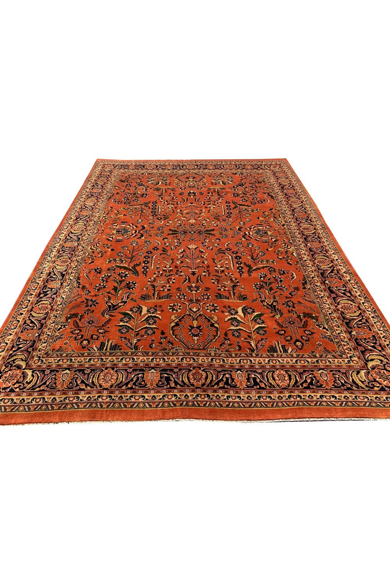 Authentic Hand Knotted Vintage Tabreez Wool Area Rug 12.11 x 9.8 Ft