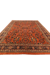 Authentic Hand Knotted Vintage Tabreez Wool Area Rug 12.11 x 9.8 Ft
