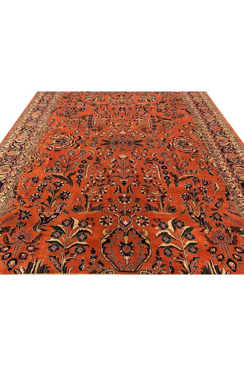 Authentic Hand Knotted Vintage Tabreez Wool Area Rug 12.11 x 9.8 Ft