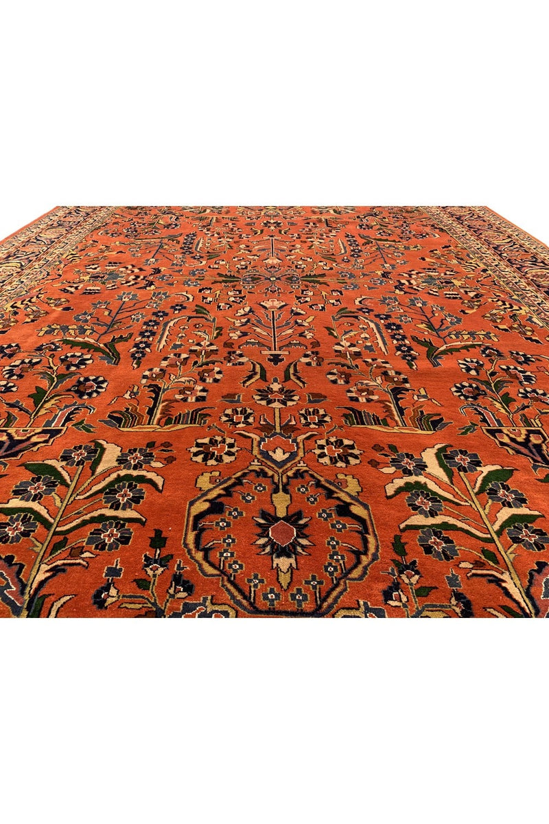 Authentic Hand Knotted Vintage Tabreez Wool Area Rug 12.11 x 9.8 Ft