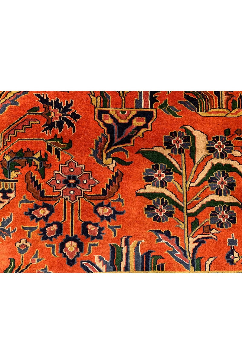 Authentic Hand Knotted Vintage Tabreez Wool Area Rug 12.11 x 9.8 Ft