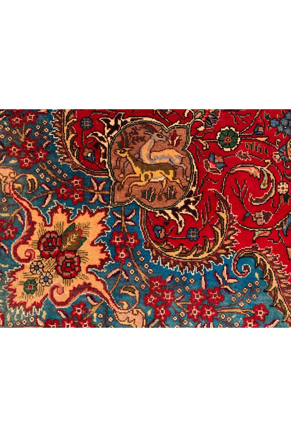 Authentic Hand Knotted Vintage Tabreez Hunting Pictorial Wool Area Rug 13.4 x 9.10 Ft