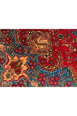 Authentic Hand Knotted Vintage Tabreez Hunting Pictorial Wool Area Rug 13.4 x 9.10 Ft
