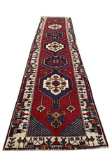 Authentic Hand Knotted Vintage Turkish Wool Area Runner Rug 11.5 x 2.4 Ft