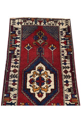 Authentic Hand Knotted Vintage Turkish Wool Area Runner Rug 11.5 x 2.4 Ft